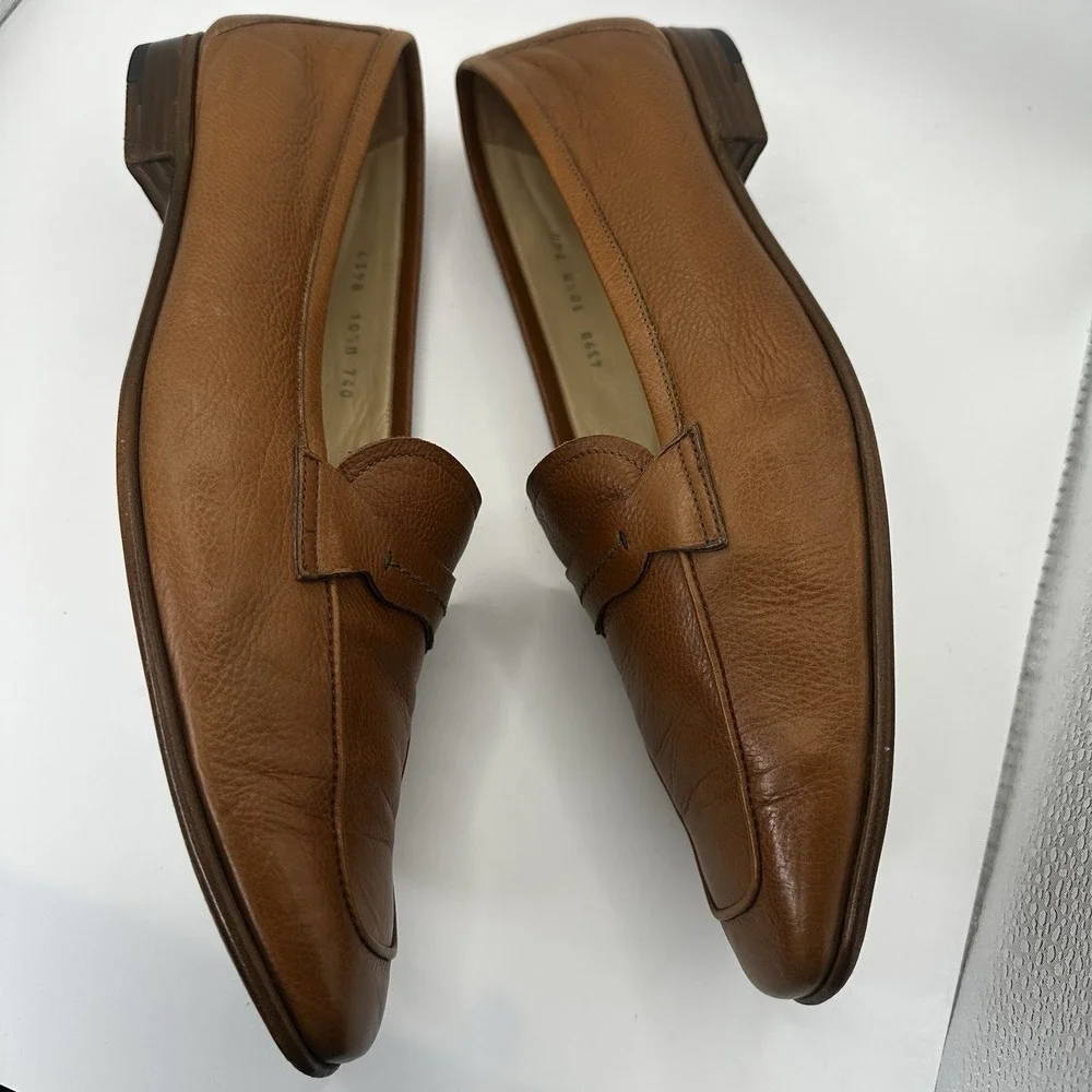 Gravati For Neiman Marcus Italian Brown Leather Penny Loafer Slip On Shoe 10.5 M
